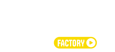 The Content Factory The image shows a logo with a clapboard icon and the text "The Content Factory." A yellow play button is positioned at the bottom right of the text, embodying the creative spirit of Austin, Texas. In Austin, Texas